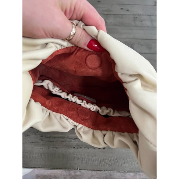 STAUD Felix Ruched Leather Shoulder Bag in Cream NWT - Picture 12 of 13